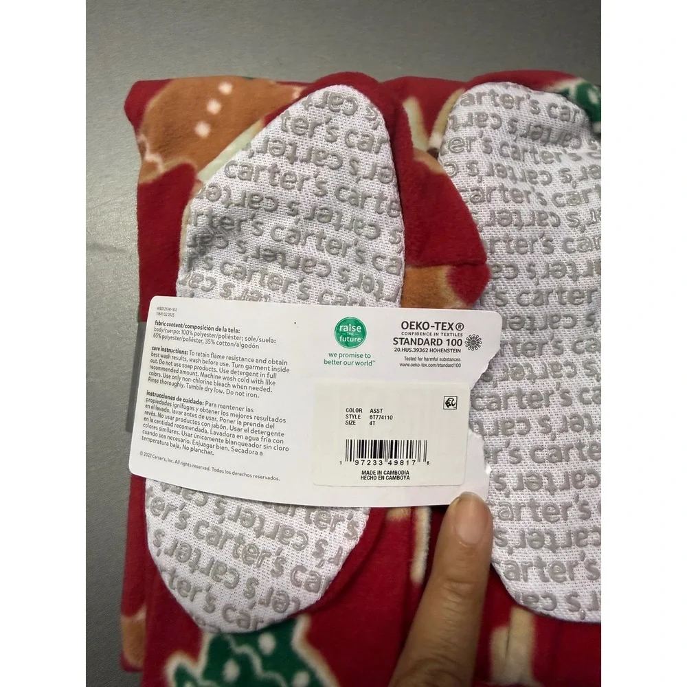 Carters Child of Mine 4T Red Gingerbread Fleece Footed Pajama Christmas Sleeper